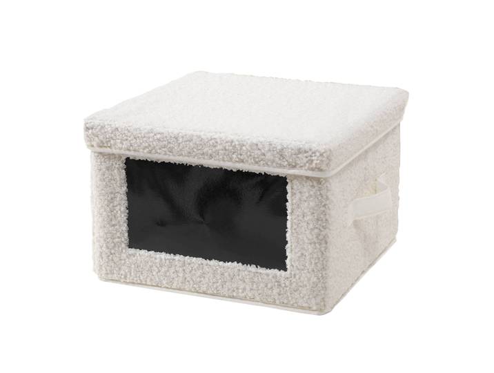 Boîte rangement pliable tissu bouclette à grande fenêtre - Blancheporte
