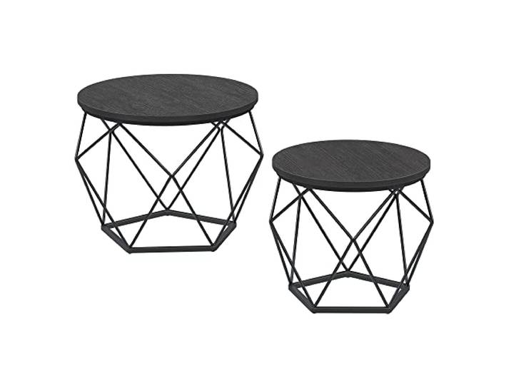 VASAGLE Ronde salontafel, set van 2, afneembaar blad, stalen frame
