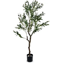 IvoQ Künstlicher Olivenbaum 150 cm – Wartungsfrei – Langlebig & Sicher – Luxuriöse Kunstpflanze – Immergrüner Stimmungsmacher für Zuhause und Büro