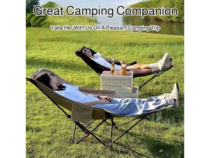 Chaise pliante portative inclinable pliante appui-tête incurvé expérience confortable rangement facile déjeuner inclinable pliable avec repose-jambes