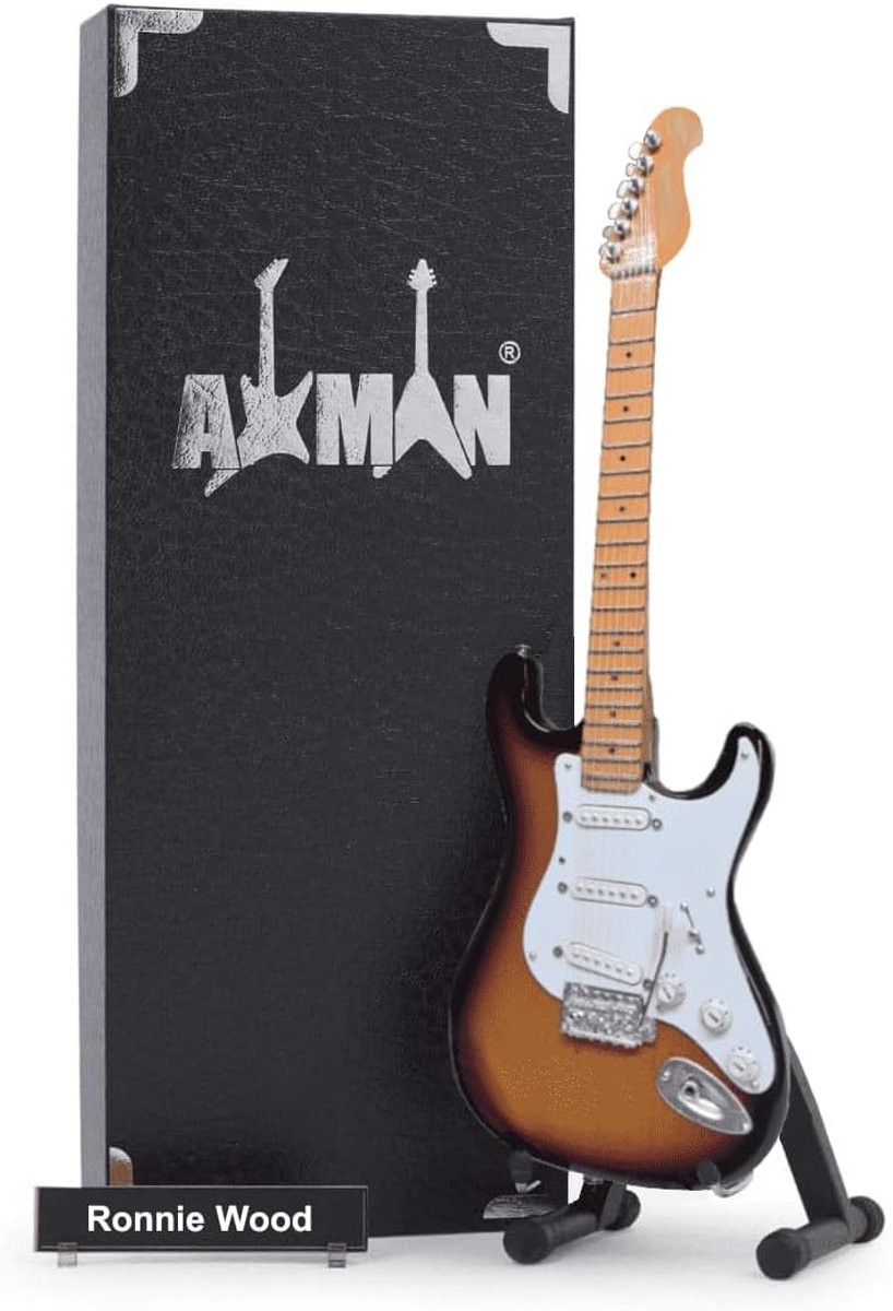 Handgemaakte miniature gitaar Ronnie Wood (The Rolling Stones) decoratie voor op tafel