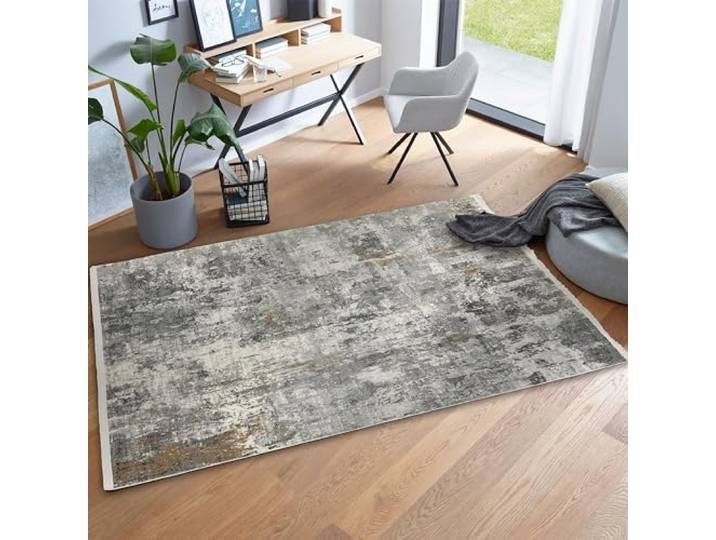 Astra Hochwertiger Teppich Wohnzimmer, Schlafzimmer - Kurzflorteppich innen - Elegantes Flachgewebe weich - Mordernes Design - Teppich Anthrazit 200x290 cm