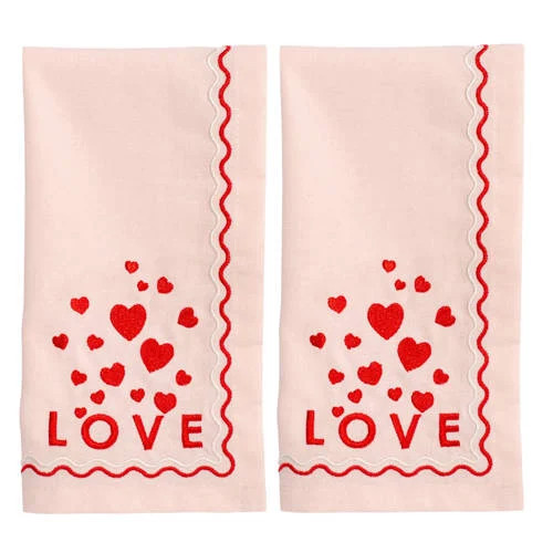 Vondels servet LOVE soft pink set van 2