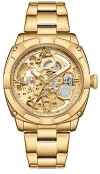 Inspire Select Luxury Skeleton Automatic Men's Tonneau Watch Waterproof Stainless Steel golden