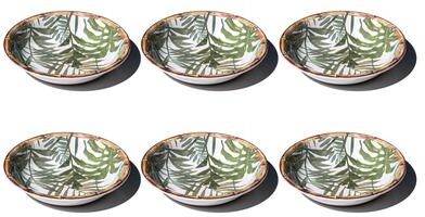 "Abode Homewares Rainforest Palm NewWave Melamine Low Bowl - Green - 8.9"" - Set of 6"