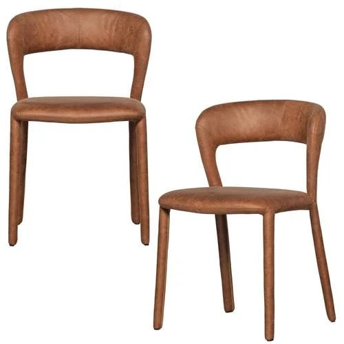 WOOOD Noble Eetkamerstoelen - Polyester - Zand - Set van 2