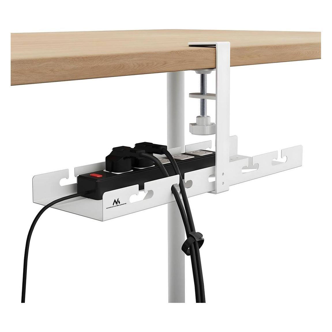 Maclean Organizer Podbiurkowy Na Kable Max. Obciążenie 5kg Biały Mc-105 W (MC-105 W)