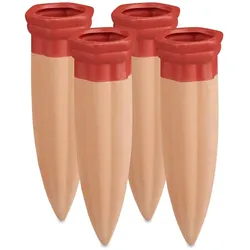 Relaxdays Tonspitzen Bewässerung, 4er Set, Keramik, Gießhilfe für 1,5l Flaschen, Tonkegel Balkon, Garten, terracotta/rot