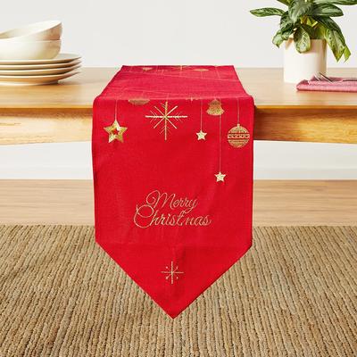 Violet Linen Seasonal Xmas Christmas Holiday Glories Pattern, 13 Inch by 70 Inch, Decorative Table Runners