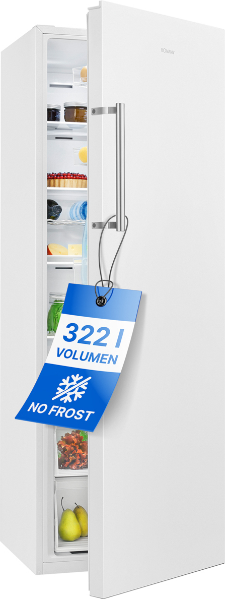 Bomann Kühlschrank ohne Gefrierfach 322l / 172cm / mit Schnellkühlfunktion und MultiAirflow-System, Getränkekühlschrank 5 Ablagen, VS 7345