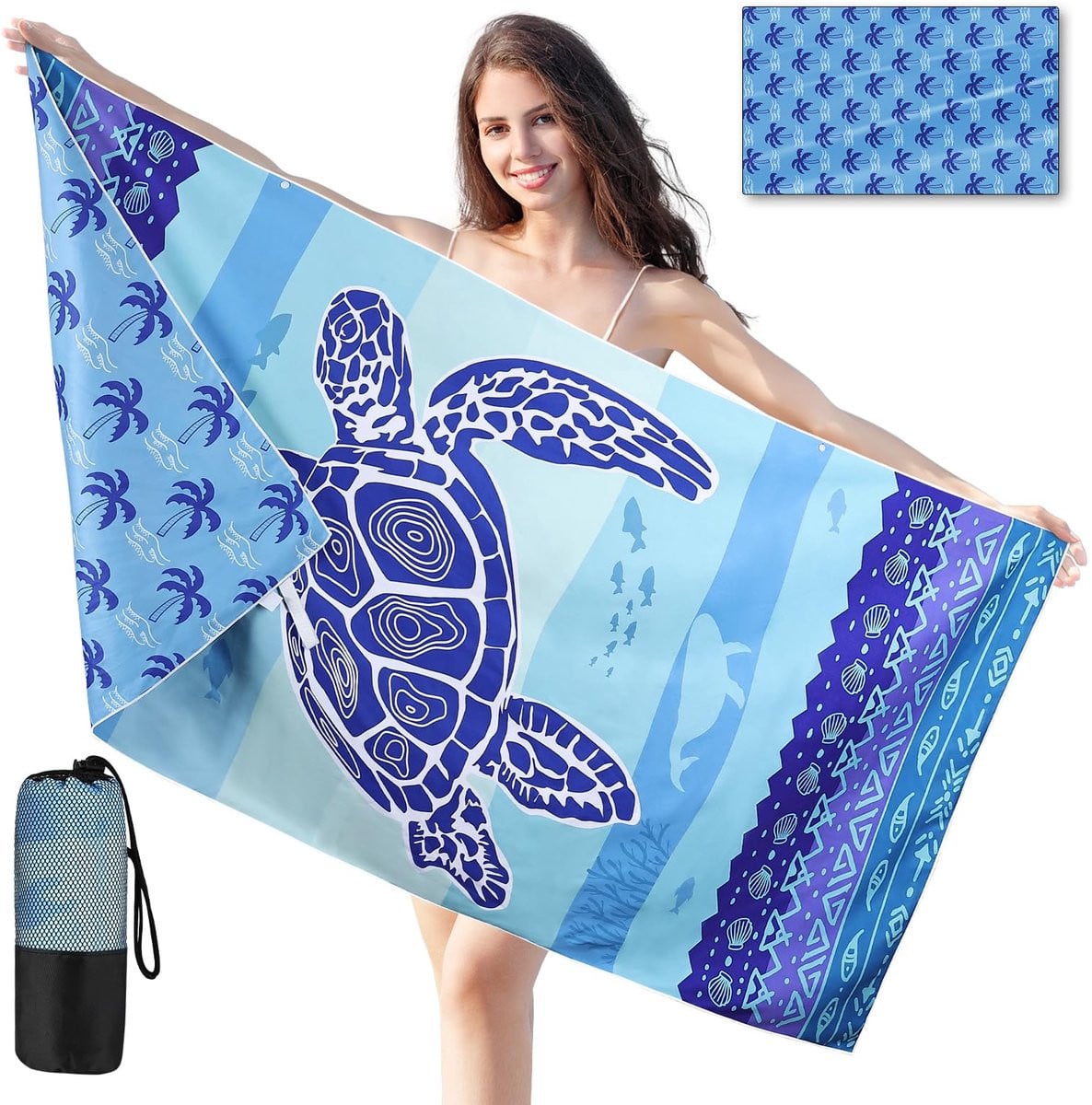 Ibenzoa Extra Grote Sneldrogende Microvezel Strandhanddoek met Dubbelzijdig Design en Zandbestendigheid