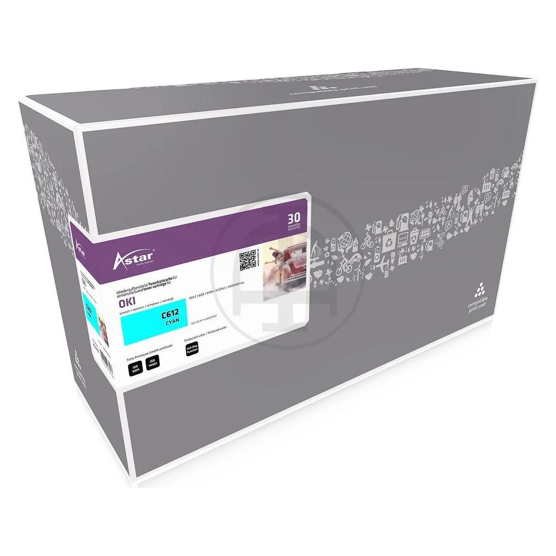 Astar OKI Toner C612N/DN cyan 6K inkl. Chip - OKI Toner - C612N/DN (AS20195)
