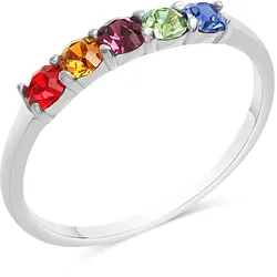Zeeme Silber Ring Silber 925 rhodiniert mit bunten Kristallen