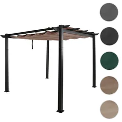 Aluminium Pergola HWC-N93, Gartenpavillon Pavillon Garten, stabiles 8cm-Gestell Schiebedach UV50+ 3x3m ~ taupe