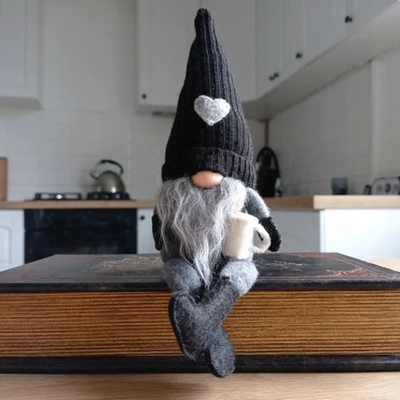 Playful Picks Handmade Coffee Gnome Perfect Gift For Coffee Lovers, Christmas & Housewarming Black Left