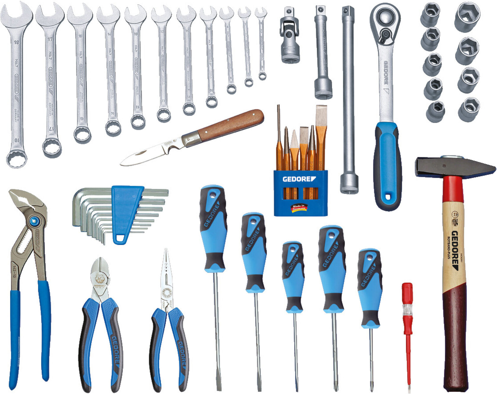 Gedore Werkzeugkoffer TOURING, Set 49-teilig, gefüllt, universal, Werkzeug, für Haushalt, im Kunststoff-Koffer, 1000 (6600780)
