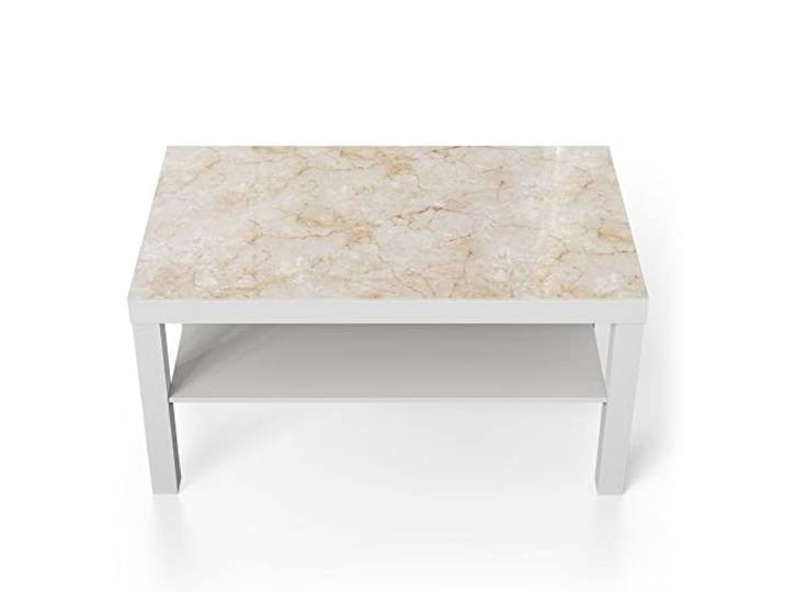 DEQORI Glastisch weiß groß 90x50 cm Motiv Miteinander verschmolzen ausgefallener Beistelltisch aus Glas Hochglanz Couchtisch fürs Wohnzimmer moderner Couch Tisch mit Design