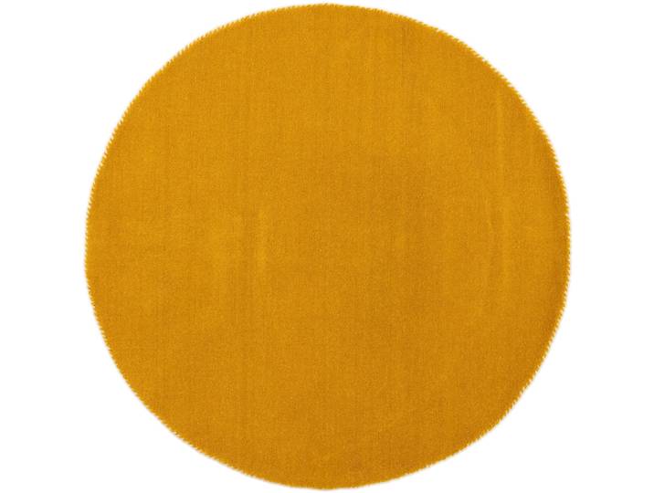 Wollteppich CARPETFINE Gabbeh Lola Uni , gelb, H:14mm Ø:80cm, Wolle, Teppiche, Wollteppich, mit natürlichem Pflanzenmaterial von Hand gewebt, auch als Läufer