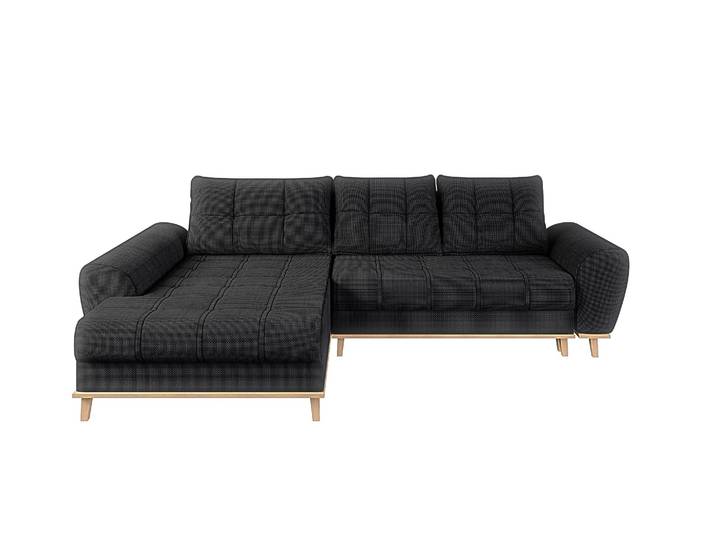 Ecksofa Scandi-Stil Schlaffunktion Bettkasten Bouclé Chenille Stoff Anthrazit / 21012