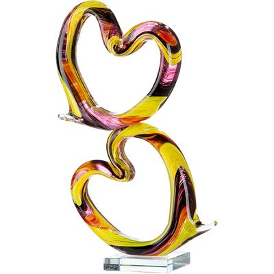 Skulptur GILDE "Skulptur Herz Corazòn", bunt (gelb, lila, rot), B:22cm H:40cm T:10cm, Glas, Dekofiguren