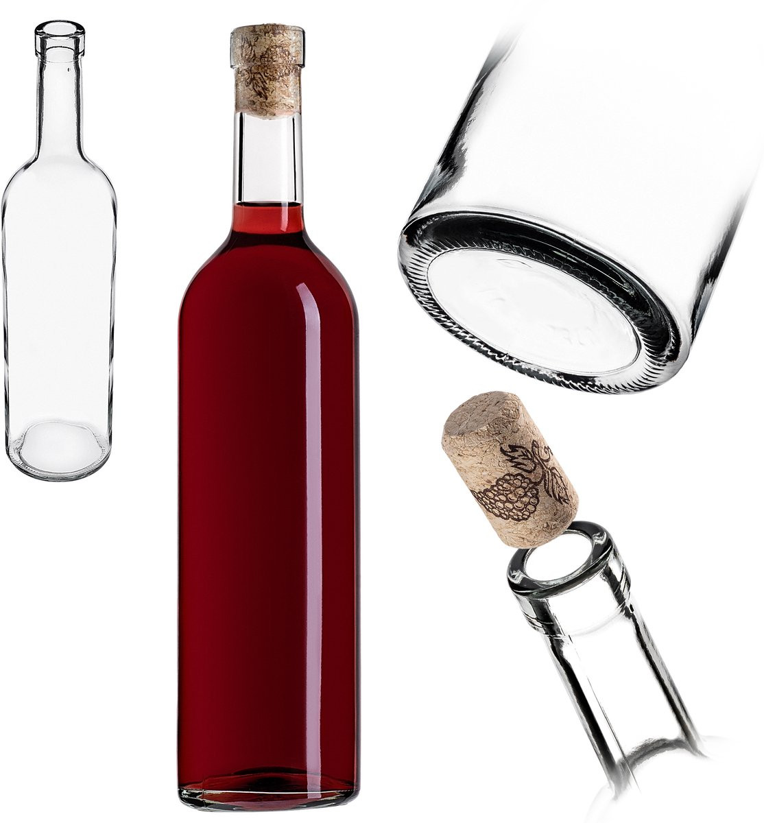 KADAX Wijnfles met kurk bordeaux 0,75 l