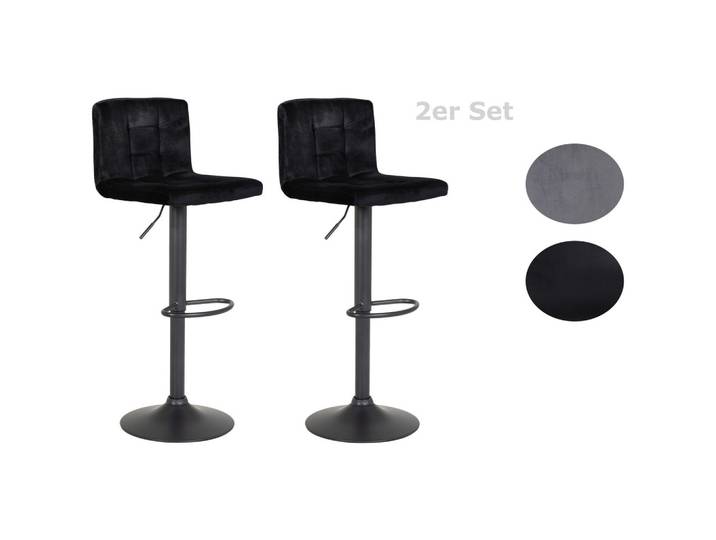 Barhocker 2er-Set Amanda II Schwarz Samt