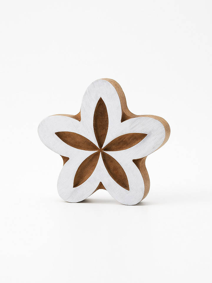 Samimi Blockdruck-Stempel ''Flower'' in Natur/ Weiß - (L)9 x (B)9 cm - onesize