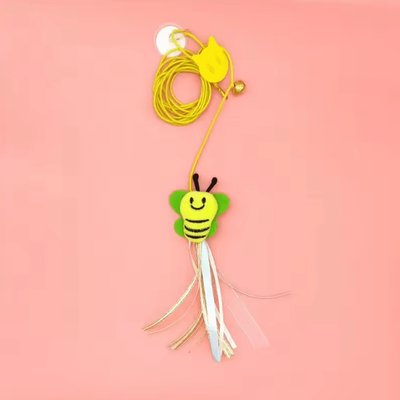 Inspire Curations FlutterFly Interactive Cat Teaser Wand Toy With Feather & Bell green Bee