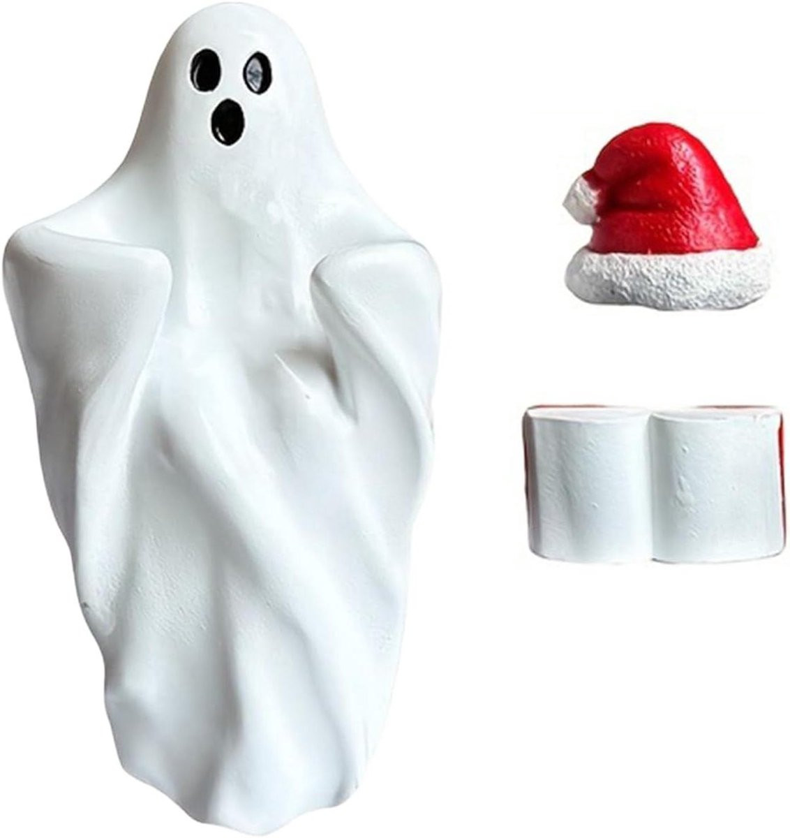 Leesgeest figuur - Spook met boek voor huisdecoratie - L: 16,5 cm, B: 10 cm, H: 10 cm