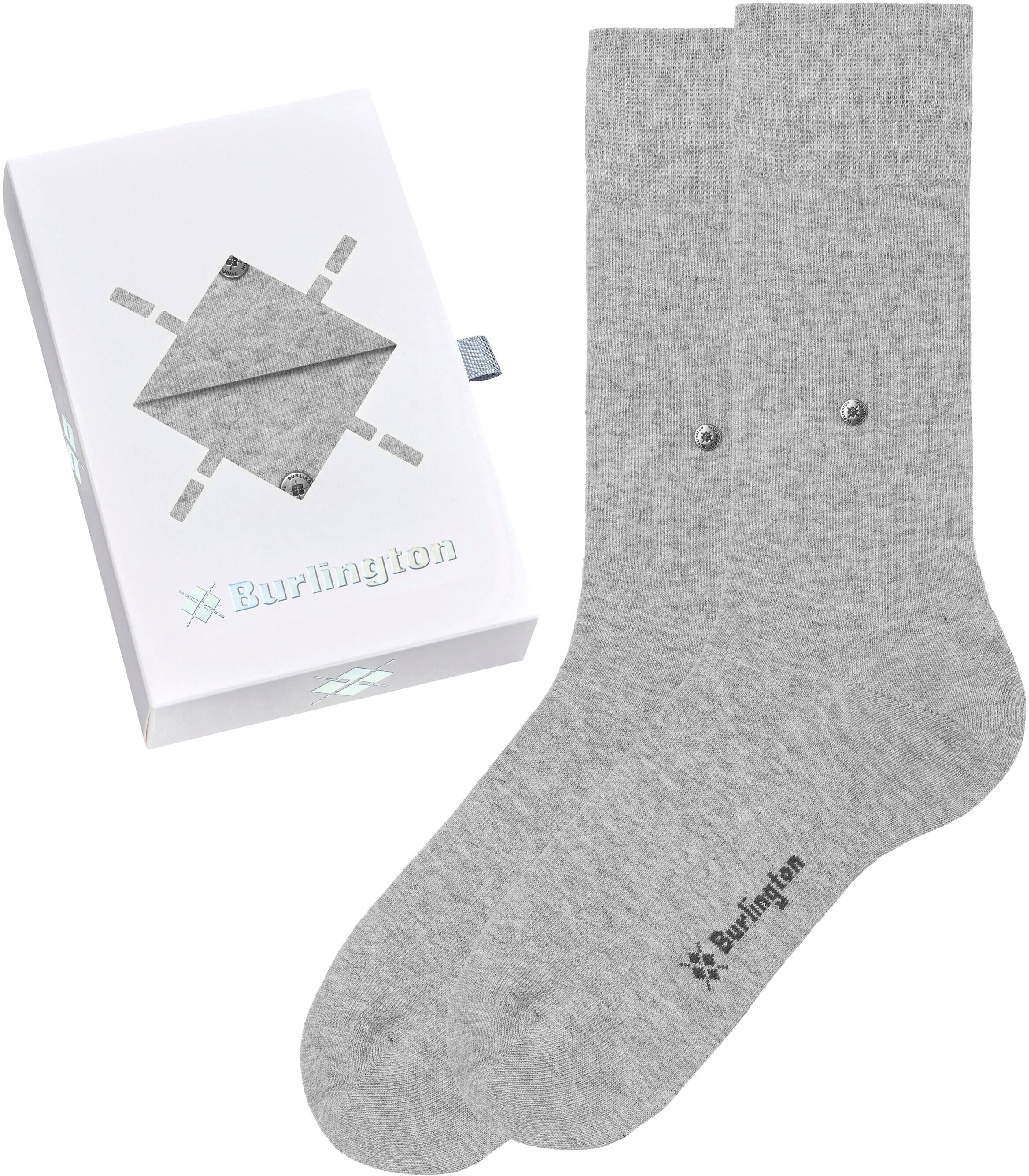 Socken BURLINGTON "Basic Gift Box", Herren, Gr. 40-46, grau (grau light grau 0030), Baumwollmischung, unifarben, Socken Socken, Einheitsgrösse 36-41, unifarben, Burlington-Clip, Geschenkbox grau light grau 0030 40-46