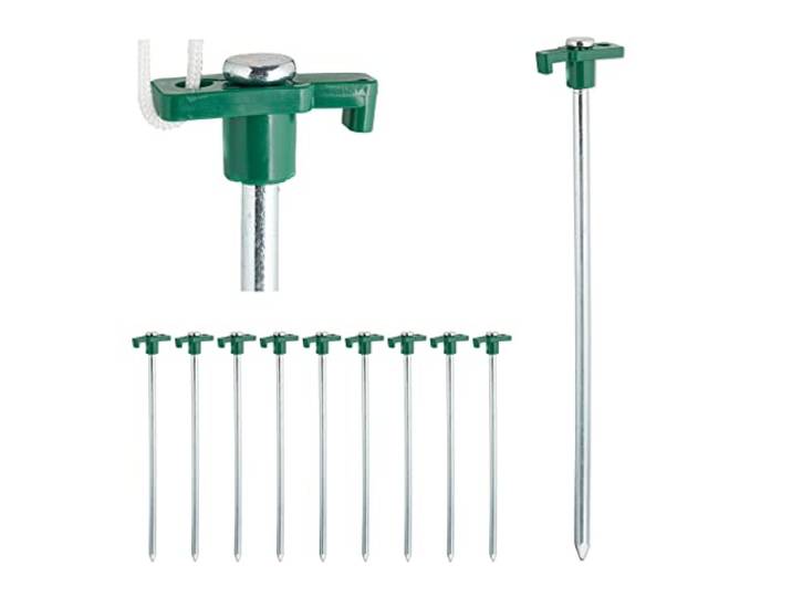 Relaxdays\, Vert Sardines\, set de 10\, Ancrage pour les sols durs 25 cm\, Piquet\, Acier zingué\, Stück