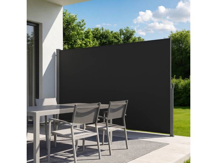 Vevor Store Lateral Retractable 180x300 Cm\, Brise-vue Retractable Pour Terrasse\, Jardin\, Balcon Et Piscine\, Toile Polyester 180 G/m²\, Protection Solaire\, Impermeable\, Delimitation De Lespace\, Noir