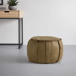 Hocker Falun II Grün in Lederlook ⌀ ca. 60cm