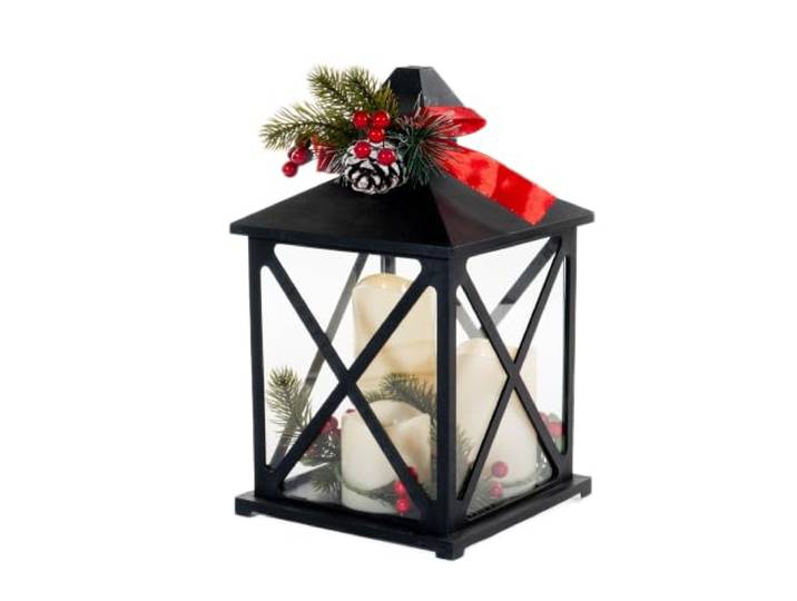 Deko-Laterne mit 3 LED-Kerzen mit flackernder Flamme – Feeric Christmas