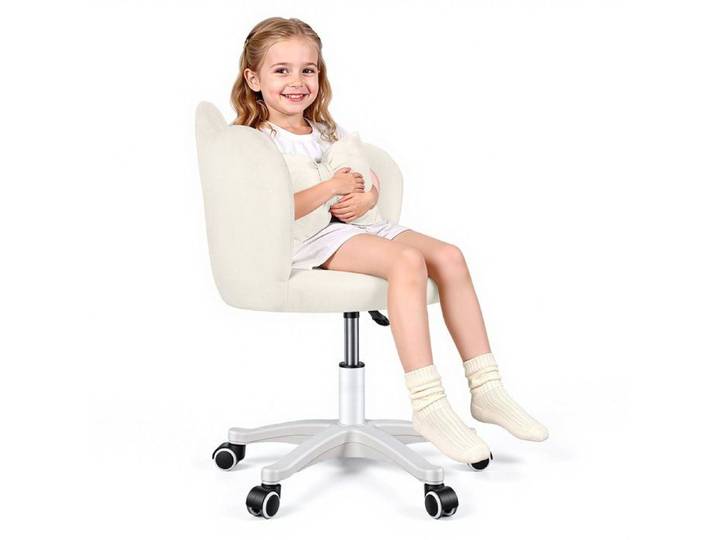WILITTO Chaise de Coiffeuse Confortable - Coussin d'un Nœud Décoratif-Rotation à 360° - Réglage en Hauteur - Nylon