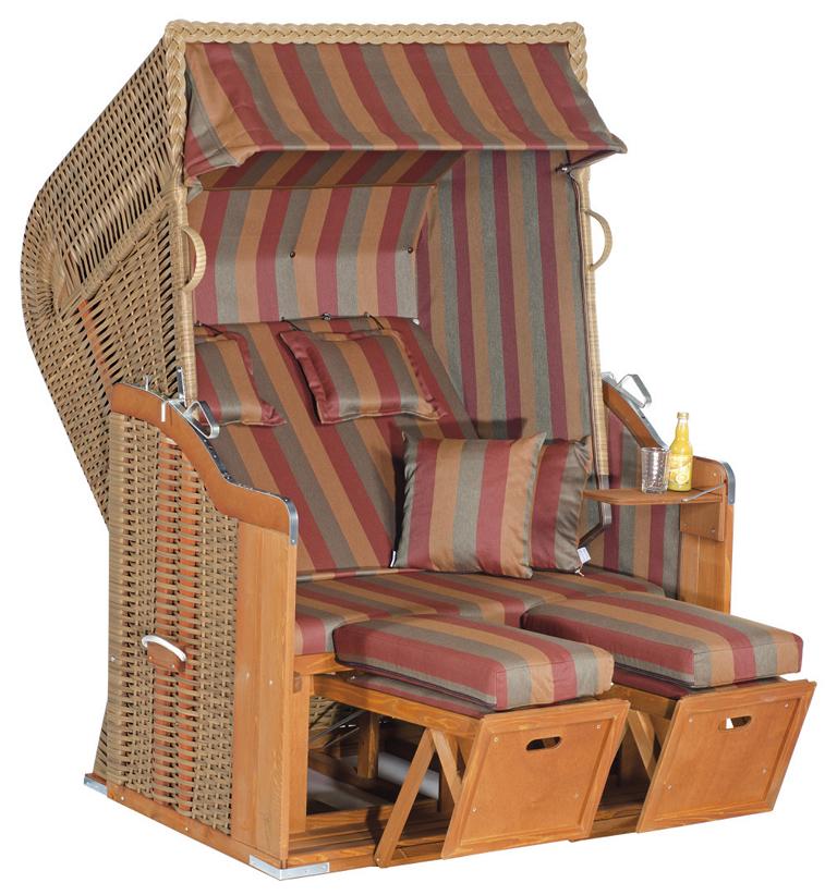 MUESING Gartenstrandkorb Rustikal 250 PLUS 2-Sit zer, Halbliegemodell Kunststoffgeflecht 16884454