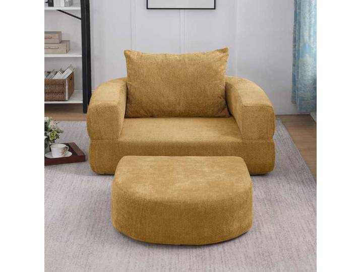 Canapé convertible pliant jaune chaise longue avec coussins matelas compact pour salon dortoir appartement bureau