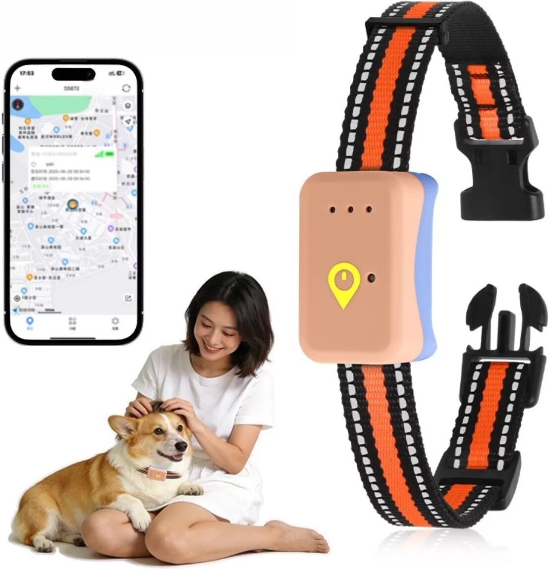 INF Haustier-GPS-Tracker – Echtzeit 4G Cat1 GPS/AGPS/WiFi-Ortung, Geofence-Alarm und Aktivitätsverfolgung