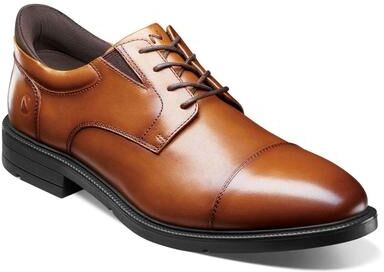 Nunn Bush Kore EZ Icon Cap Toe Oxford Shoes (Men's) Dress in Cognac, Size 10.5 M, Leather