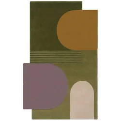 Abstrakt-Geometrischer Wollteppich `Thames Lily` - Farbe: Grün, 150x240 cm | Kadima Design