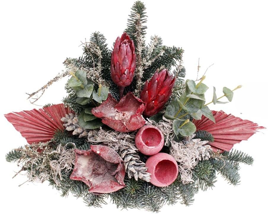 Pflanzen Nobilis Grableger rot-weiß dekoriert L 33 x B 55 cm