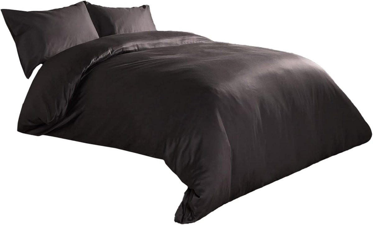 Luxe Katoenen Dekbedovertrek Set met Kussensloop - Houtskool - King Size