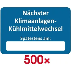 EICHNER 2 Rollen je 250 Kundendienst-Aufkleber »Nächster Klimaanlagen-Kühlmittelwechsel« blau, 6x4 cm