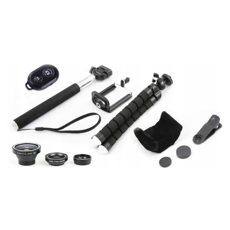 Xrec Zestaw Selfie 5w1 - Statyw / 3x Obiektyw / Pilot / Monopod / Uchwyt (SB3367)