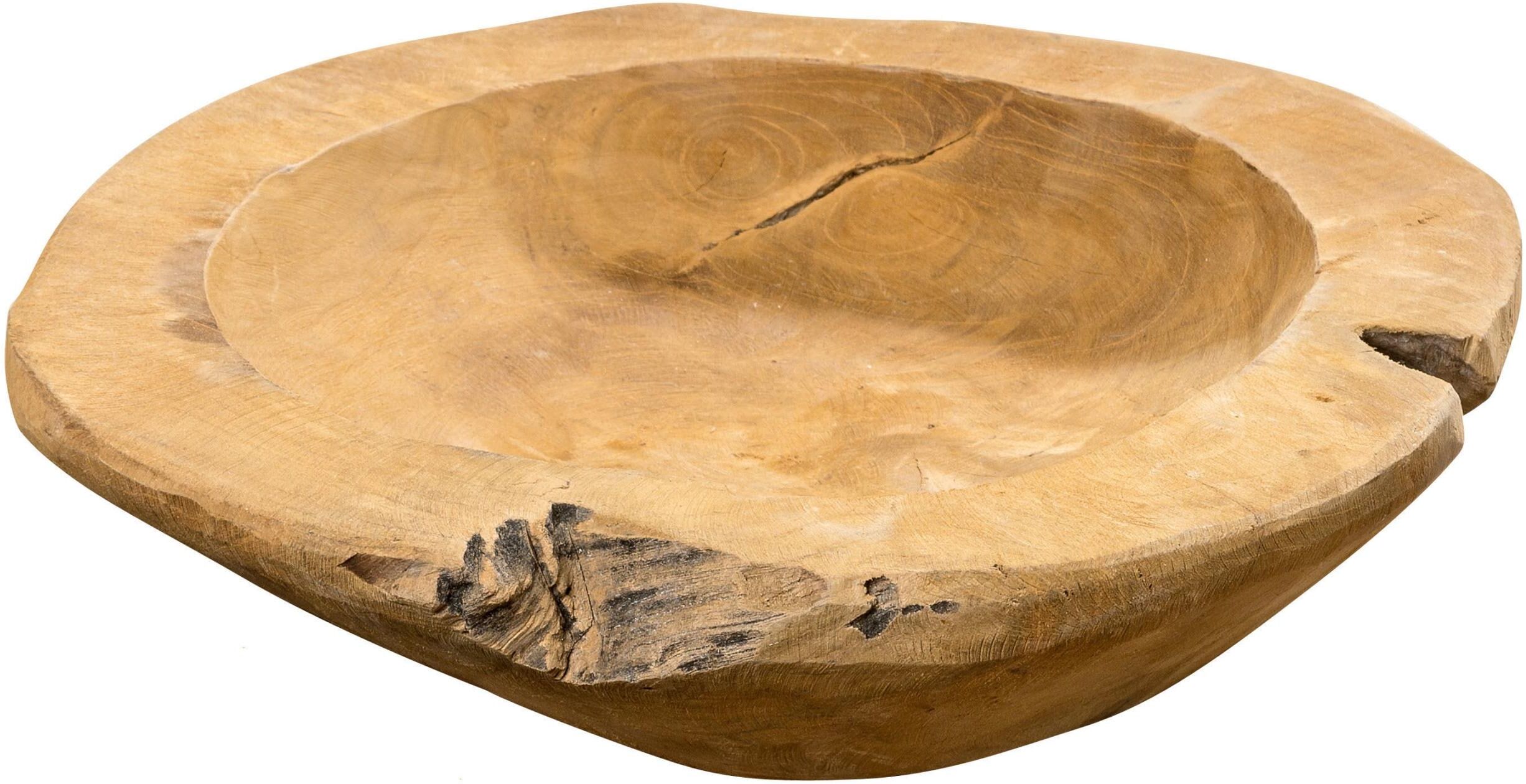 Dekoschale BOLTZE "Teak 1 Stück", braun, Ø:30cm, Dekoschalen, Dekoschale braun Ø 30cm