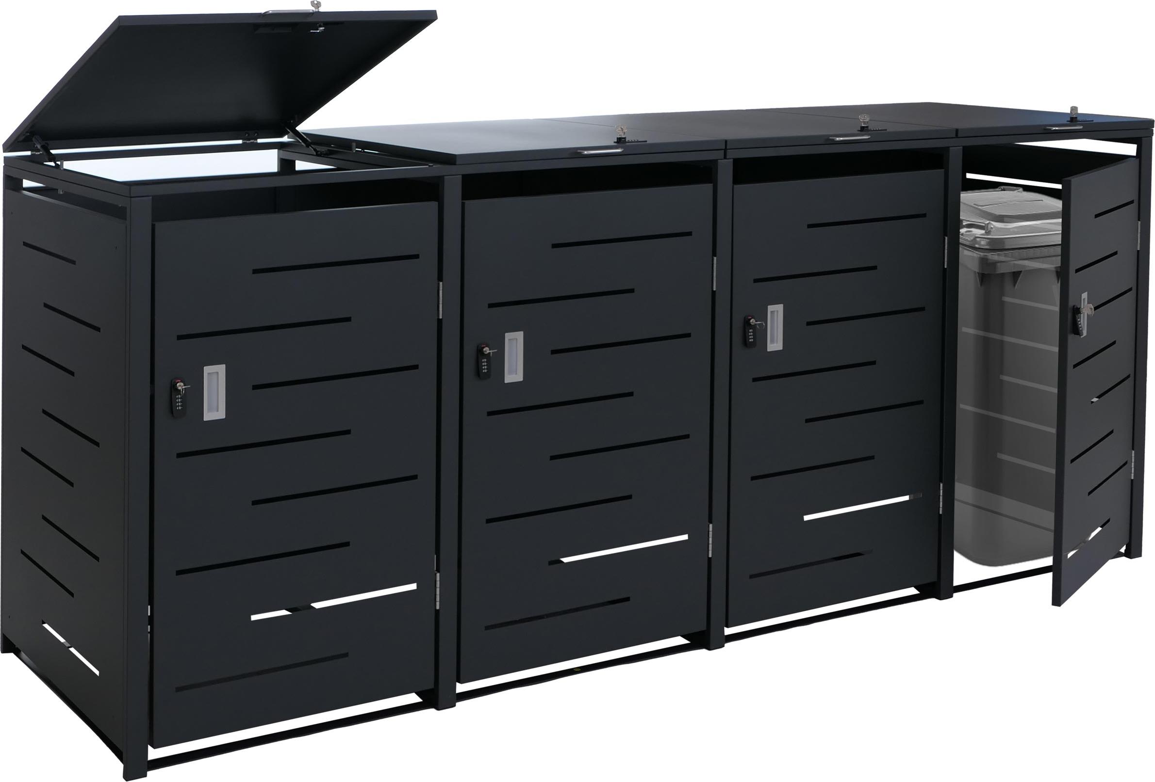 4er-Mülltonnenverkleidung MCW-E83b, Mülltonnenbox Mülltonnenabdeckung, 117x265x80cm, anthrazit, Stahl 90kg
