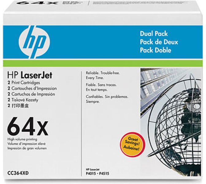 HP 64X (CC364XD) Toner - 2x Schwarz Hohe Kapazität - Multipack