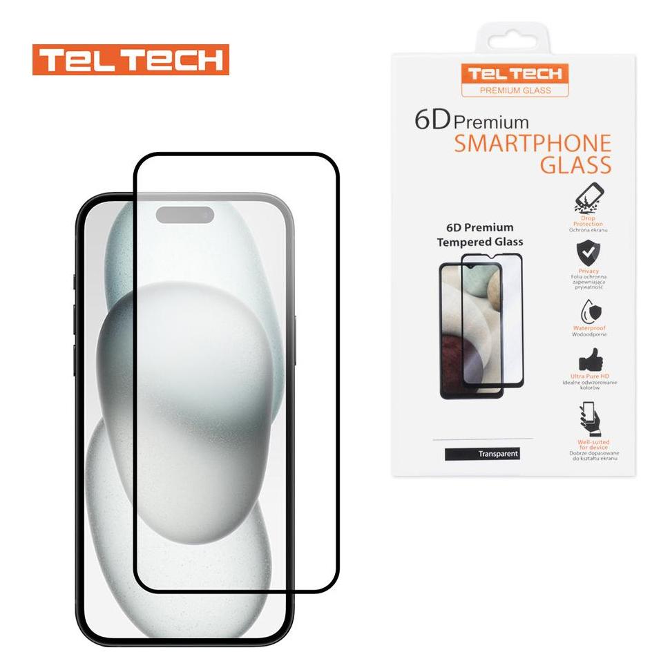Teltech Premium Szkło 6d Iphone 14/13 Pro Szkło Profilowane Hartowane Full Cover Czarna Ramka (58789083)