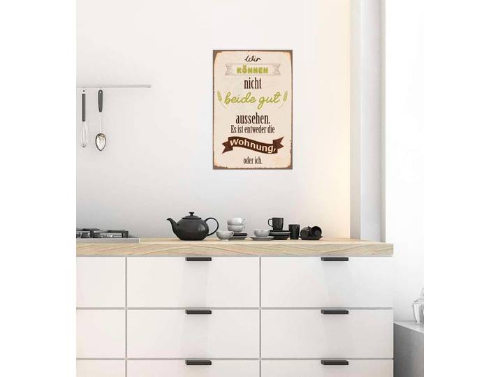 Metallbild QUEENCE Looking good , beige (farbe bild(er): beige), B:20cm H:30cm, Metall, Stahl, Bilder, Metallbild, Stahlschilder