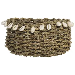 Chic Antique Korb geflochten mit Muscheln, Höhe 10, ∅ 18 cm
